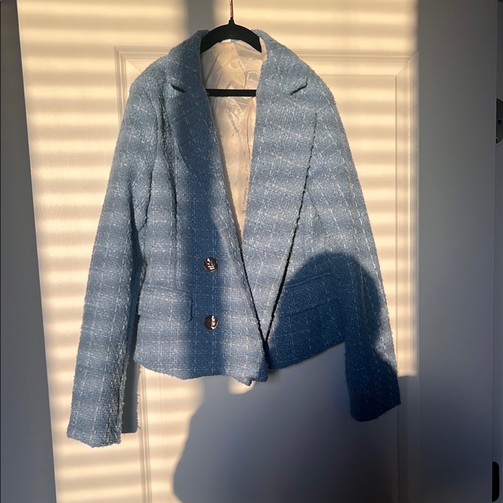 Blue Denim Blazer with Tailored Fit